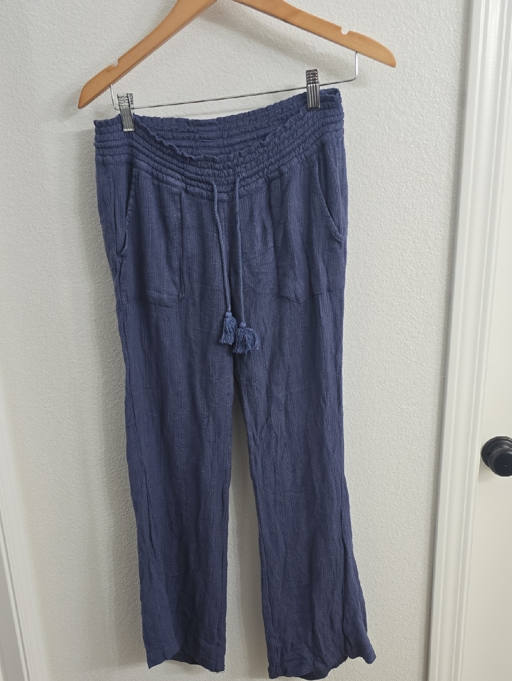Roxy Navy Blue Wide-Leg Drawstring Pants